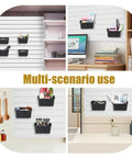 20 Pack Acoustic Wall Storage Boxes For Slatwall Organizer In The Garage Or Workshop Heavy Duty Tool And Accessory Bins on walls in various settings