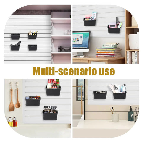 20 Pack Acoustic Wall Storage Boxes For Slatwall Organizer In The Garage Or Workshop Heavy Duty Tool And Accessory Bins on walls in various settings