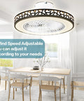 Compact Black Flush Mount Ceiling Fan With Lights And Remote Control, Low Profile Enclosed Design, dining area setting