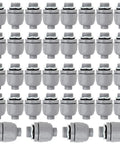 Rock Solid Heavy Duty 1/2 Inch Liquid Tight Connector Fitting Set, gray PVC fittings, 36-pack, designed for electrical conduit sealing.