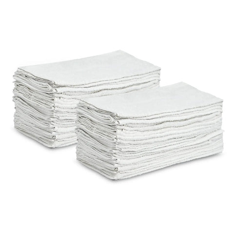 Heavy Duty Pro Grade White Cotton Blend Hand Towels Bulk Pack 120 Pcs 16x27 Inches Rags In A Box For Industrial Janitorial Cleaning