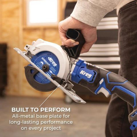 20V Ionic Drive 4 1/2 Inch Circular Saw Bare Tool Pro Grade Power in use with built-in safety features and LED cutline