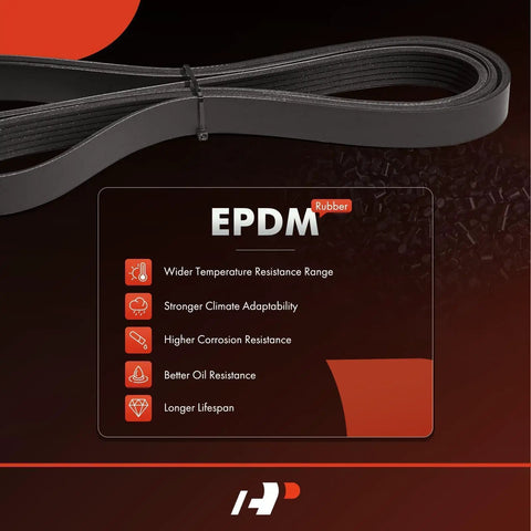 Beefed Up 84 Inch Serpentine Drive Belt Compatible With Honda Accord Pilot Od, showcasing EPDM material benefits for Honda Acura Mercedes
