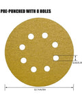 50 Pack Of 5 Inch Hook Loop Sanding Discs With Eight Holes For Fast Dust Extraction, aluminum oxide pre-punched sanding disc.