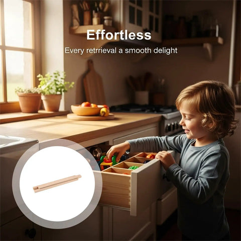 Child using drawer with 6 Piece Wooden Center Mount Drawer Slides For 13.8 Inch Drawers With Classic Traditional Wood Center Guide Tracks Bottom Mount With Smooth Glides Replacement Part For Cabinets Dressers And Home Drawers Easy Install