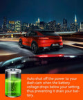 OBD Hardwire Power Cable With LED Screen shows low voltage protection for dash cam in a city at night, illustrating 24/7 parking surveillance.
