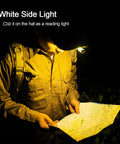 Person using Rechargeable USB C EDC Flashlight Keychain Mini Light 650 Lumens clipped on cap as reading light outdoors