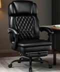Heavy Duty 400 Lb Capacity Executive Office Chair With Foot Rest, Ergonomic Big And Tall Desk Chair, high back PU leather, front view