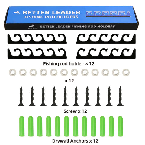 Beefy Heavy Duty Metal Fishing Rod Holder For Garage Wall Mount Rack That Keeps Multiple Rods Secure With Steel Core And TPU Coating