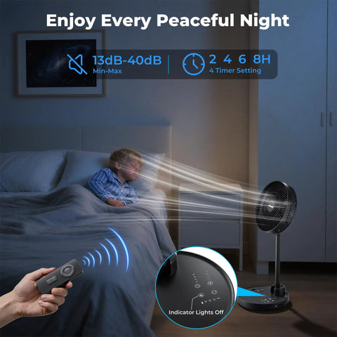 Foldable 10 Inch Oscillating Fan With 20000mAh Battery All In One Remote And Timer Height Adjustable Portable Standing Fan