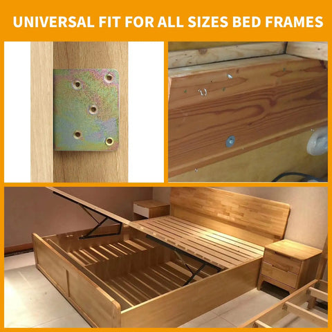 Top Shelf Galvanized Bed Rail Hook Plates And Tight Fitting Brackets For Hardcore Daily Grind Solid Bed Frame Mounting Hardware With Screws Included, showing universal fit on bed frame.