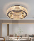 Crystal Ceiling Light Chandelier LED Flush Mount With Three Color Temperatures Modern Sparkling Lighting Fixture in living room