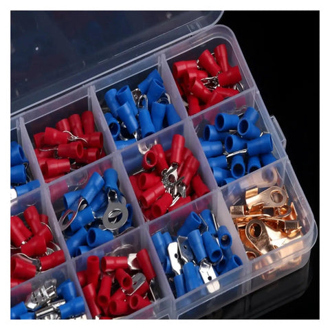 Top Quality 300 Pc Crimp Connector Assorted Set With Insulated Butt Ends For Electrical Wiring Red And Blue Copper Terminals Kit To Finish Any Job Right, assorted in plastic case
