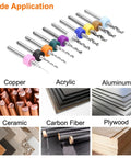 20 Pc Micro PCB Drill Bit Set 2.4mm Tungsten Carbide Twist Drill Bits with copper, acrylic, aluminum, ceramic, carbon fiber, plywood.