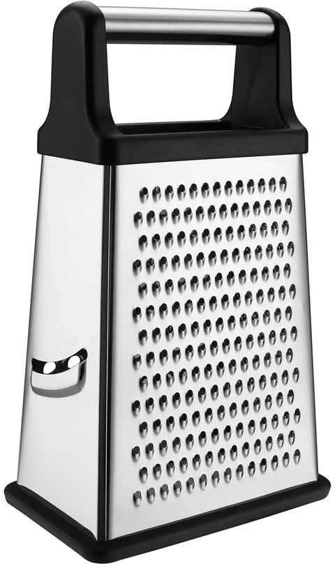 Extra Large Four Sided Stainless Steel Box Grater For Parmesan, Vegetables And Ginger, Dishwasher Safe, Fatigue Free Grating