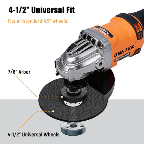 Cordless Four And One Half Inch Angle Grinder With Brushless Motor 8000 RPM Variable Speed for 4.5-inch wheels