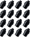 E26 E27 Light Socket Set, Retro Black Edison Pendant Holders, 16-Pack Plastic Screw-In Sockets displayed in a grid pattern