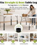 Heavy Duty Folding Table Leg Extenders With Four Level Adjustable Height Risers for tables with 1.4 inch legs in a sunny room.