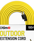 Heavy Duty 100 Foot 14 3 SJTW Yellow Outdoor Extension Cord With 3 Prong Ground Plug 13A 1625W Water And Weather Resistant Flame Retardant