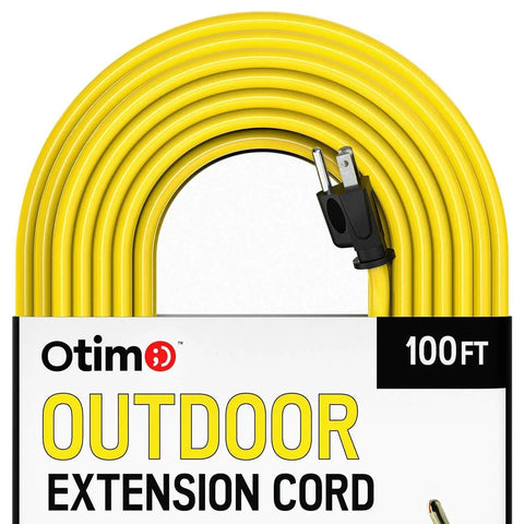 Heavy Duty 100 Foot 14 3 SJTW Yellow Outdoor Extension Cord With 3 Prong Ground Plug 13A 1625W Water And Weather Resistant Flame Retardant