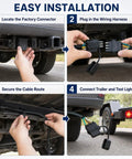 Installation guide for 24 Inch 18AWG 4 Pin Trailer Wire Extension and 4 Way Flat Wiring Harness features.