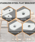 Image showing Heavy Duty 5 Inch Stainless Steel Mending Plate Flat Brace For Wood And Furniture Repair White Finish details and features