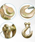 2 Pack 3/8 Inch Clevis Grab Hooks G70 Steel Chain Slip Hook With Safety Latch Beefy Heavy Duty 18000 Lbs Capacity For Towing And Rigging