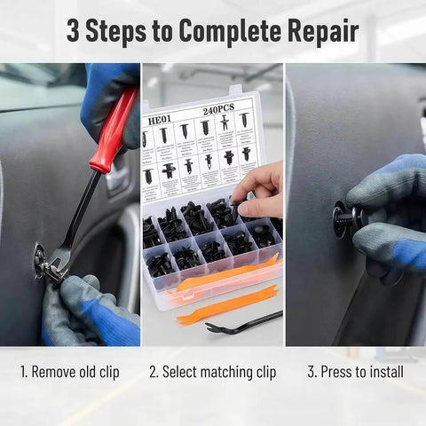 Dope Auto Bumper Retainer Clips Kit For Mini Cooper S And Clubman With Multi-Size Nylon Body Panel Fasteners Plus Removal Tool In Clear Box installed