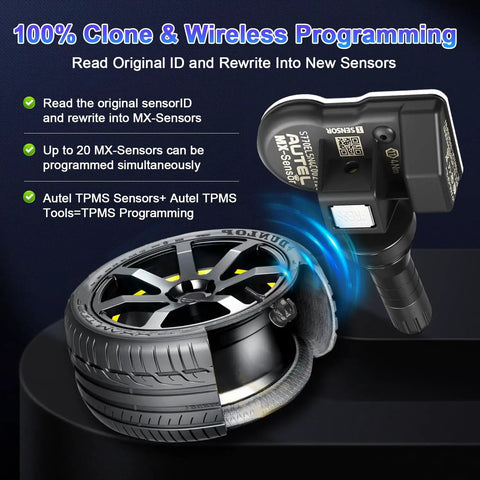 4 Pack TPMS Sensor MX Sensor 2 In 1 Dual Frequency 315MHz 433MHz Press In OE Level Programmable Tire Pressure Sensor With Rubber Valve Stem For TS508 TS408 TS608 MS906PRO TS, wireless programming