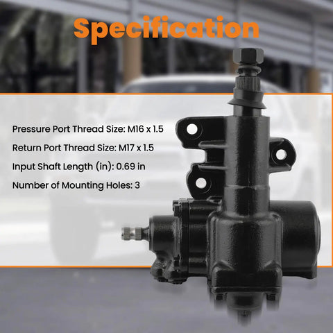 Solid Swap Direct Replacement Power Steering Gearbox For Toyota 4Runner And Pickup Trucks 1989 To 1991 close-up view of specifications.