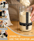 Step-by-step guide with 22 oz jar for sourdough starter from Sourdough Starter Kit With Two Banneton Proofing Baskets Bread Proofing Tool Set.