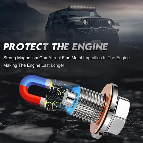 Magnetic M14x1.5 Oil Drain Plug With 17mm Hex Stainless Steel Engine Oil Pan Bolt Includes Five Copper Crush Washers Universal Leak Proof Replacement For Cars Motorcycles Boats And More, magnetic engine plug