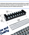 4 Sets 8-Position 600V 25A Terminal Blocks With Cover, Dual Row Ground Bus Bar Wire Screw Terminal Kit shown in parts