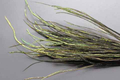 Natural Peacock Herl 400 Strands for Fly Tying Nymphs and Wet Streamers showcasing realistic color and lightweight texture.