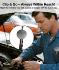Mechanic using Pro Grade Telescoping Inspection Mirror With Rotating Head And Clip On Extendable Handle for auto inspection