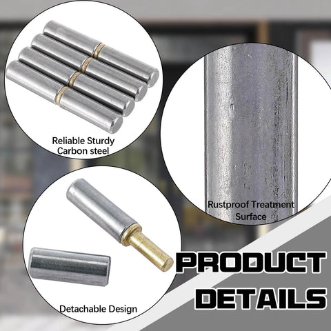Yaocom weld-on bullet hinge pins, 3-1/8 x 1/2 in, carbon steel, rustproof finish, detachable, 30-pack