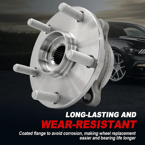 Front view of Pair Front Wheel Bearing Hub Assembly With Encoder ABS 5 Lug Plug N Play for RAV4, Prius V, Corolla iM, HS250h, Scion tC xB.