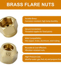 Top Tier Premium Brass Flare Nut Set Three Eighth Size Designed For Fuel Oil And Propane Systems Delivers A Hella Tight And Totally Leak Free Seal On Sae Connections Works Like A Charm Comes In A Solid Five Pack Unit.