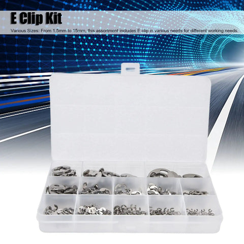 Beefy E Clip Circlip Retaining Ring Set 604 Stainless Steel Assortment Kit For Bearings And Gears Includes 1.5mm To 15mm Sizes