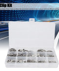 Pro Grade Stainless Steel E Clip Retaining Ring Set With 400Pcs Assortment Kit Sizes 1.5mm To 15mm in storage box