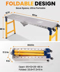 Portable Welding Table And Rollable Fabrication Workstation With 1200 Pound Capacity Built Tough As An Ox Foldable design shown open and closed.