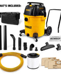 No Bull Heavy Duty 16 Gallon Wet Dry Shop Vacuum With 6.5 Peak Horsepower And 116 Cfm Airflow packed with accessories and attachments.