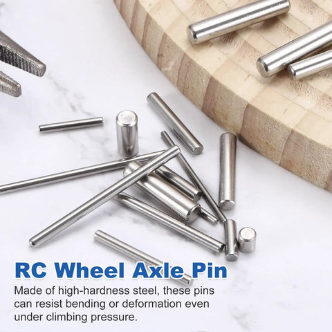 60 Pack 2x10mm Steel Dowel Wheel Pins for DIY RC Cars Trucks Boats Helicopters Hub Nut Replacement Hex Wheel Hub Pins