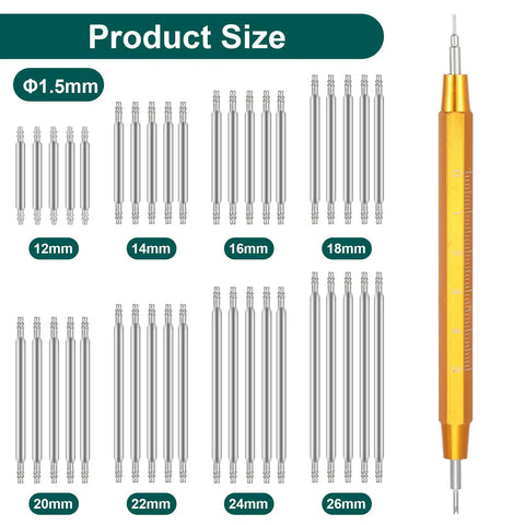 All In One Watch Band Pins Replacement Kit With Spring Bar Tool And 40 Durable Stainless Steel Pins For Easy Strap Adjustment