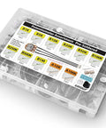 Potentiometer Assortment Pre Wired Potentiometers With Knobs Dust Seals And 3 Pin 0.1 Inch Connectors 48 Pieces Including B1K B5K B10K B20K B50K B100K B250K B500K B1M Linear Taper And A10K A100K Audio Taper in clear plastic box.
