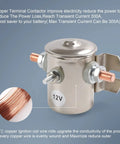 Beefy 200A 12V Three Terminal Solenoid Relay For Golf Carts And Heavy Duty Winches, Marine Ready SPST 12VDC, Zinc Plated Housing, Pro Grade Switch For Auto, ATV, Boat Projects With Smooth Power Switching; 12V relay with copper studs