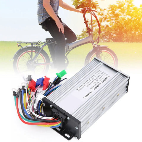 Brushless Motor Controller 48V To 72V Wide Voltage 1000W 1500W Dual Mode With Self Learning for e-bikes, cables shown