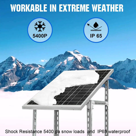 25W 18V Monocrystalline Solar Panel Waterproof For Charging 12V Batteries In RVs Boats Trailers ATVs And Cars To Power Up Lights And Other Essentials Off The Grid in snowy mountain environment