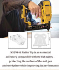 DeWalt Nailer Tip Replacement No Mar Kit Five Pack for BCN680D1 DCN680B DCN680D1 DCN681B DCN681D1 in use during carpentry