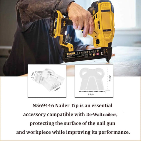 DeWalt Nailer Tip Replacement No Mar Kit Five Pack for BCN680D1 DCN680B DCN680D1 DCN681B DCN681D1 in use during carpentry